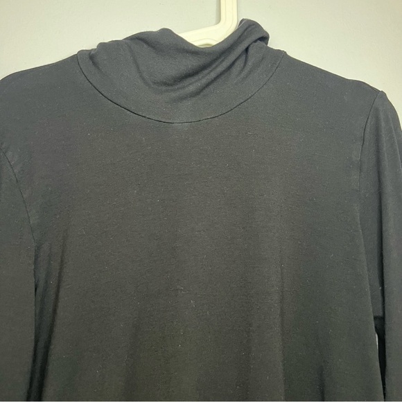 Eileen Fisher M Long Sleeve Pullover Shirt High Neck Black Minimalist Preppy - Picture 2 of 6